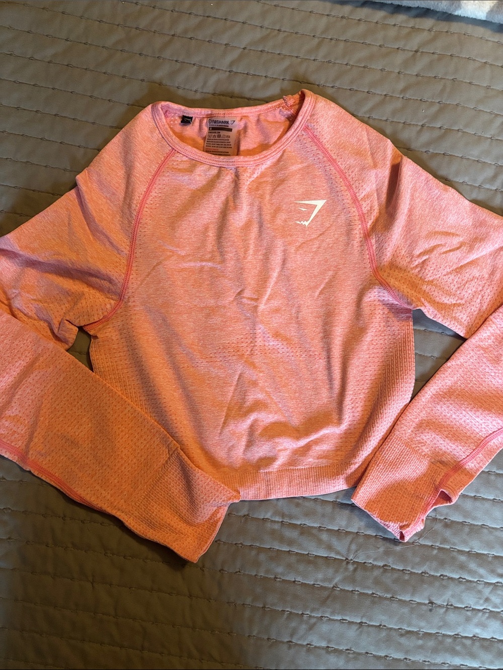 Gymshark Coral Pink Seamless Long Sleeve Crop Top